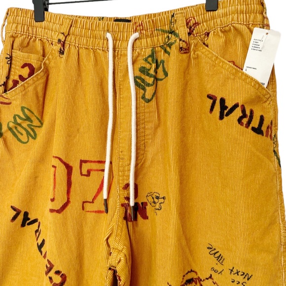 NEW BDG Urban Outfitters Orange Corduroy All Over Print Drawstring Pants Sz L - Picture 4 of 6